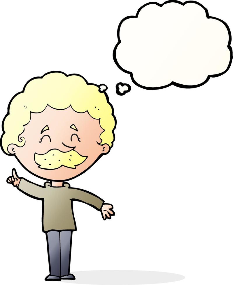 cartoon man with idea with thought bubble vector