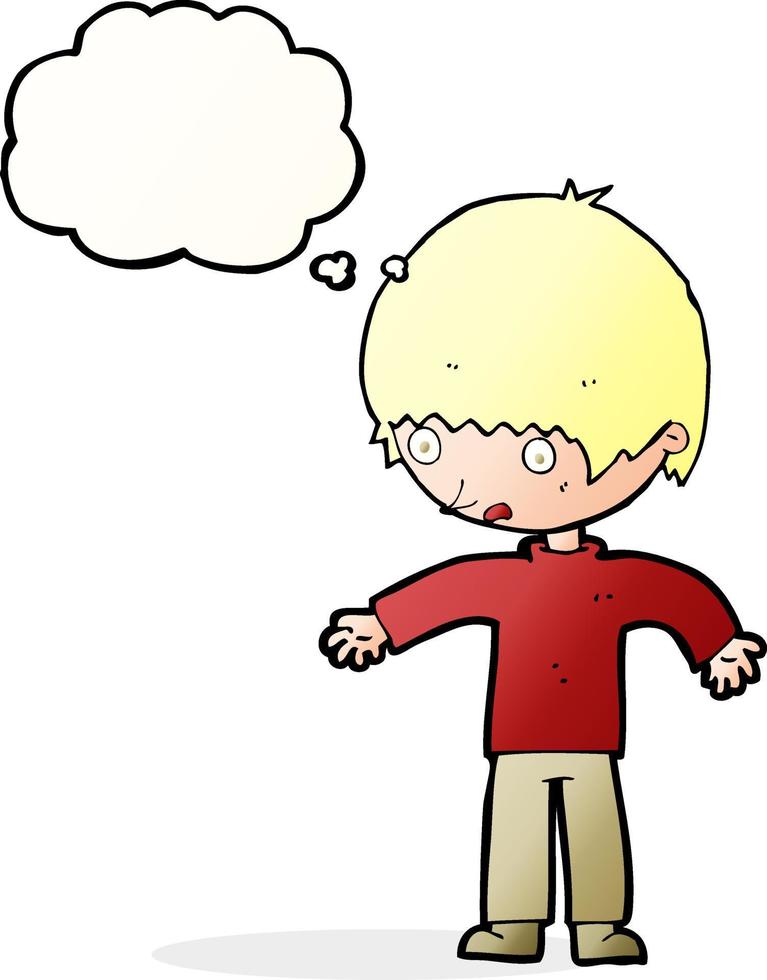 cartoon confused boy with thought bubble vector
