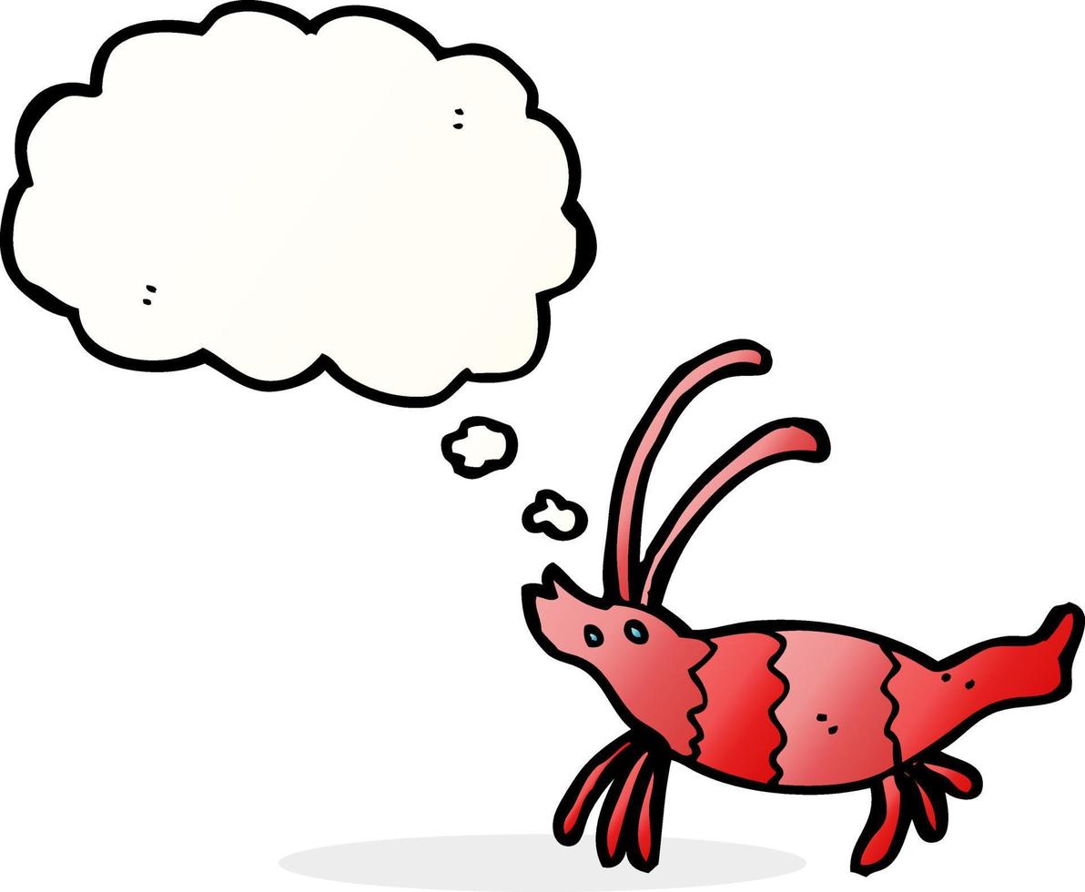 cartoon shrimp with thought bubble vector