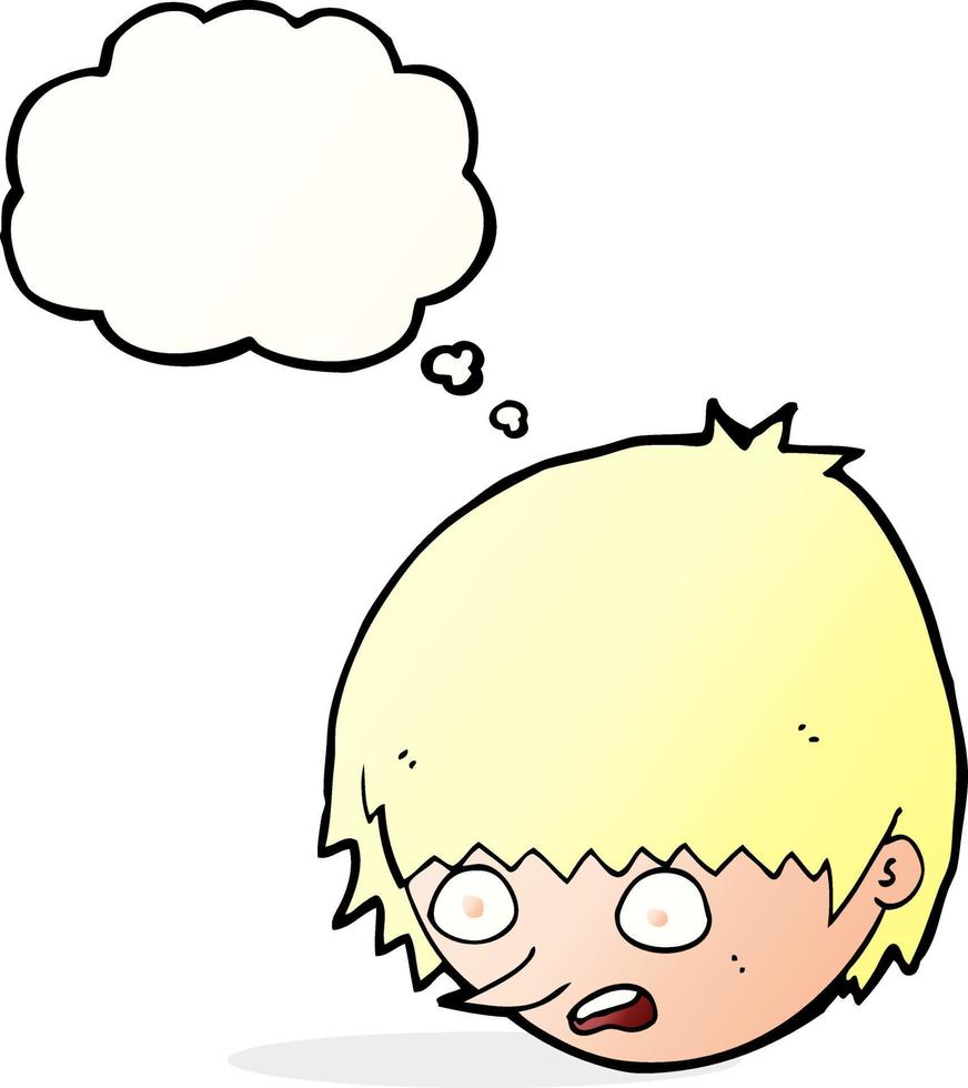 cartoon stressed face with thought bubble vector