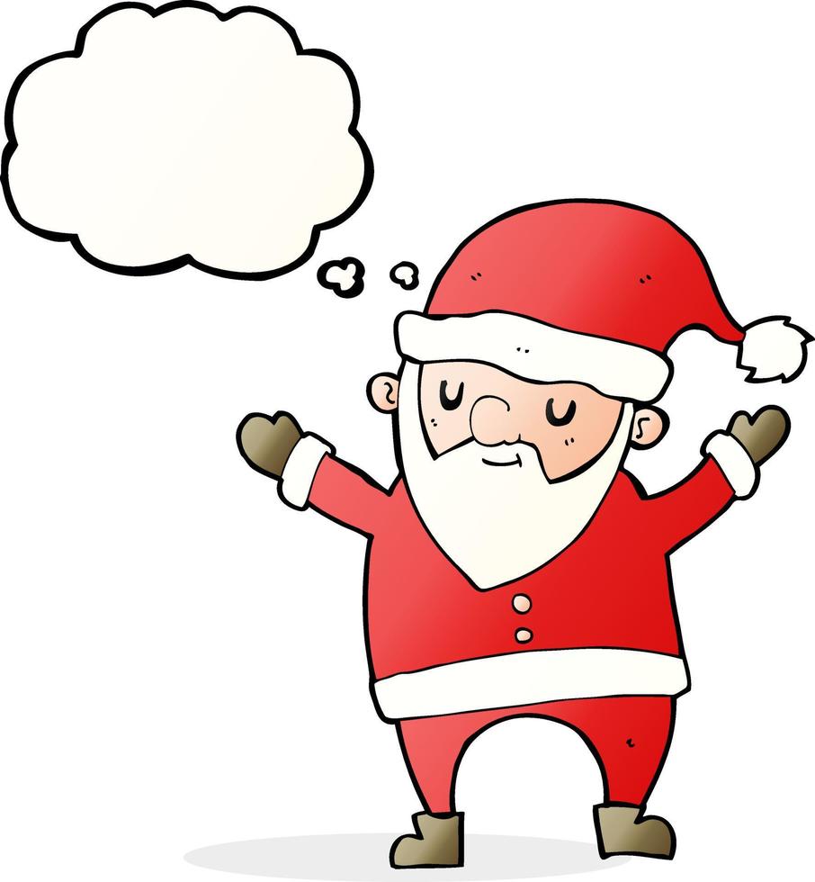 cartoon dancing santa with thought bubble vector