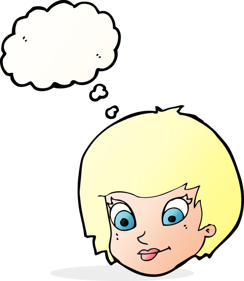 cartoon female face with thought bubble vector