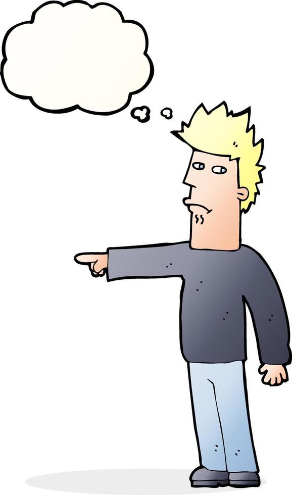 cartoon man pointing with thought bubble vector