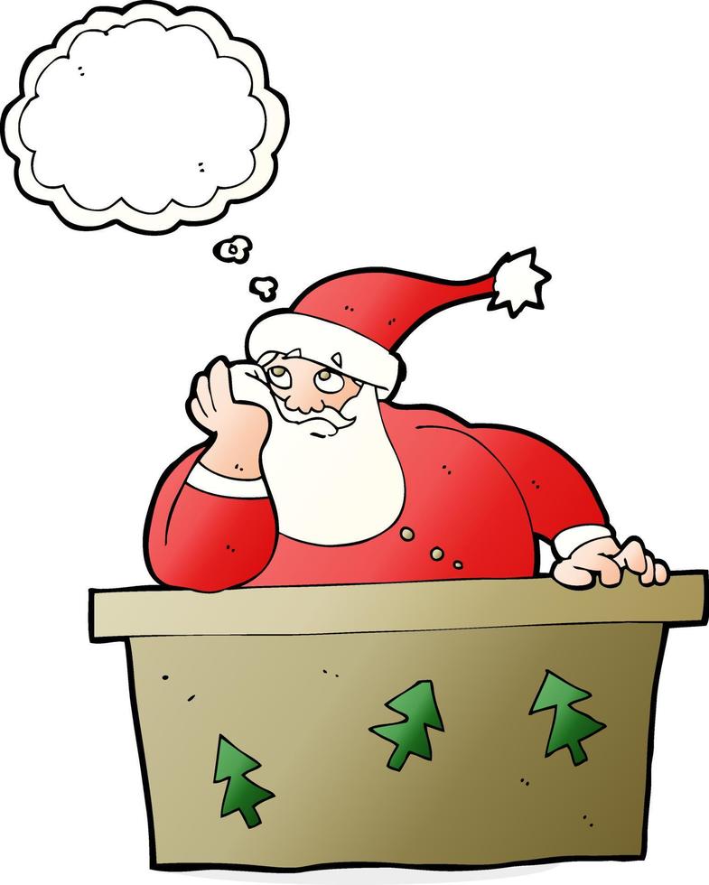 cartoon bored santa claus with thought bubble vector