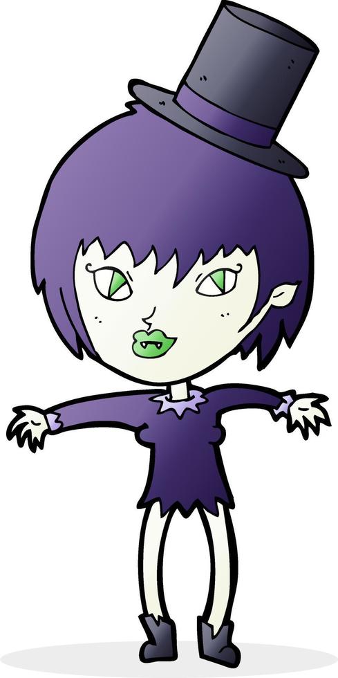 chica vampiro de halloween de dibujos animados vector