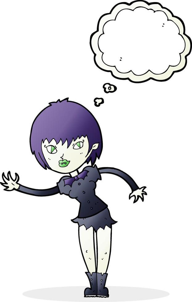 cartoon vampire girl welcoming with thought bubble vector