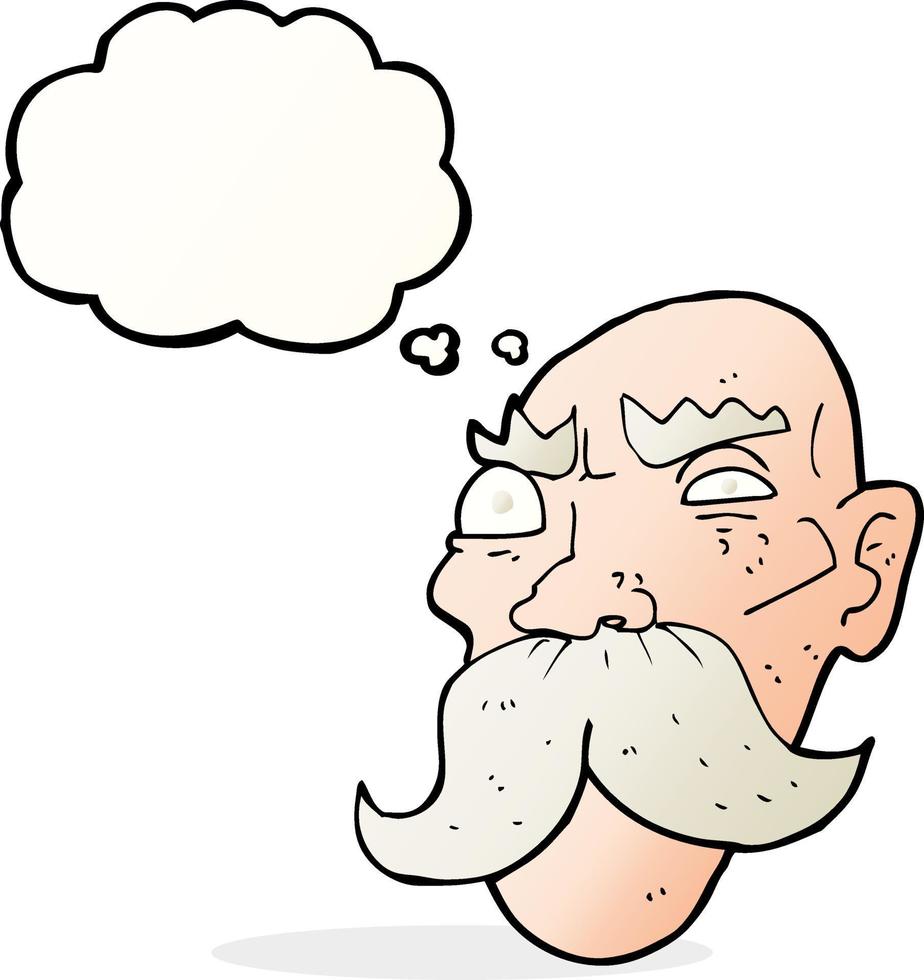 cartoon angry old man with thought bubble vector