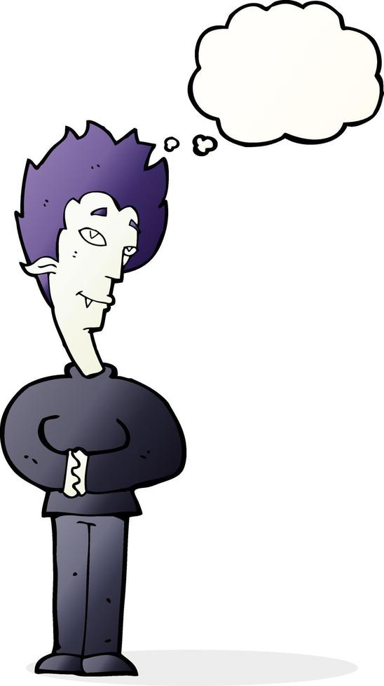 cartoon vampire with thought bubble vector