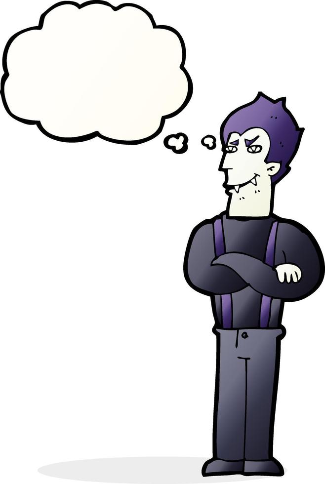 cartoon vampire with thought bubble vector