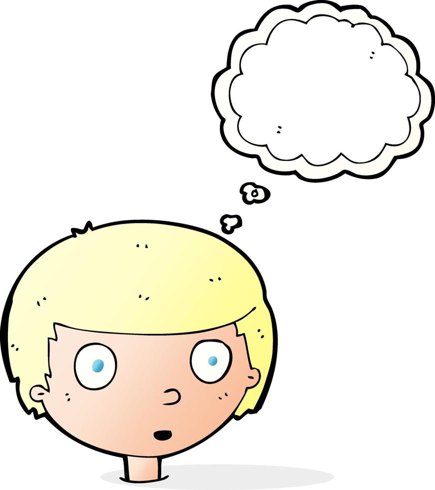 cartoon curious boy with thought bubble vector