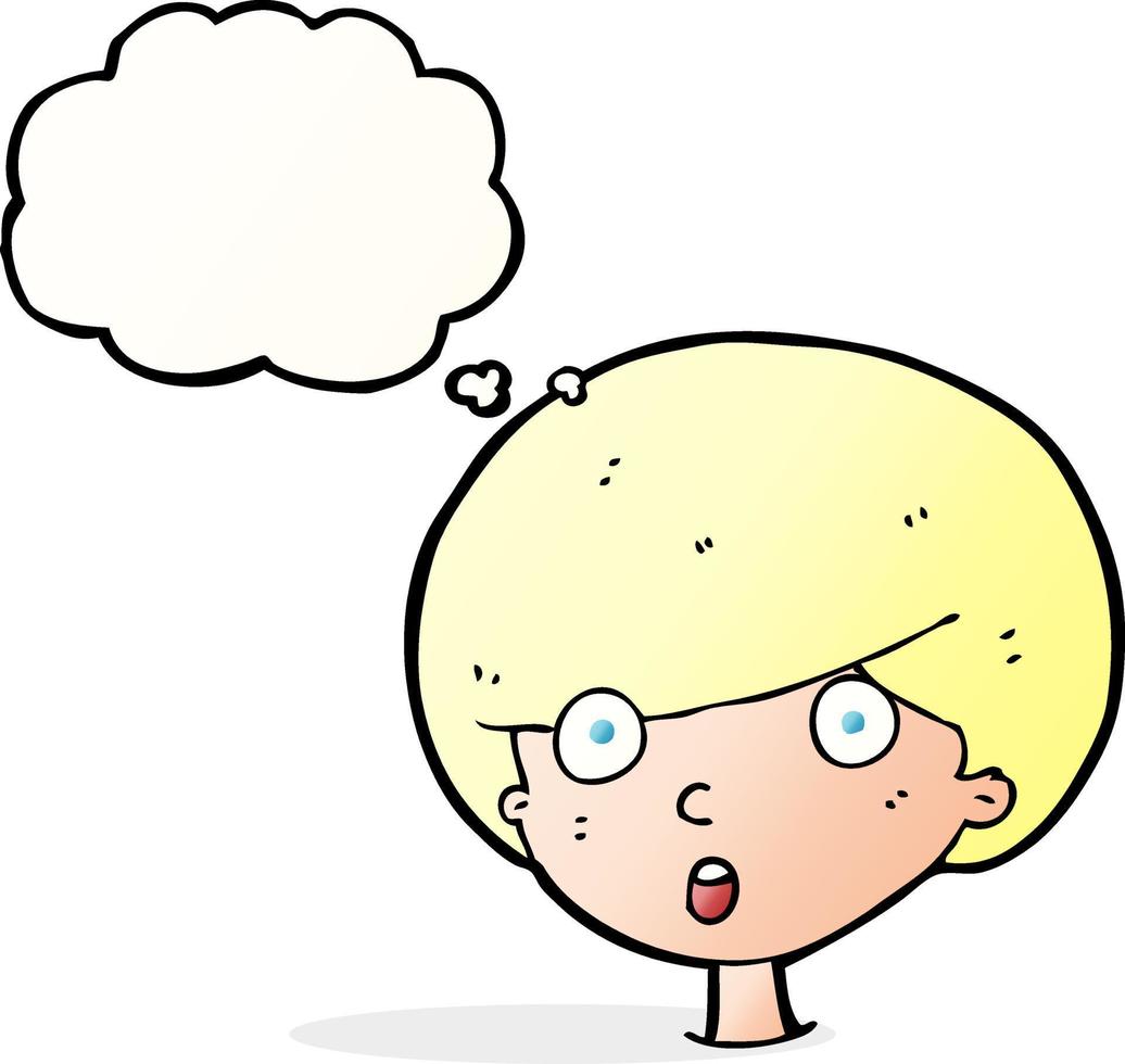 cartoon surprised boy with thought bubble vector
