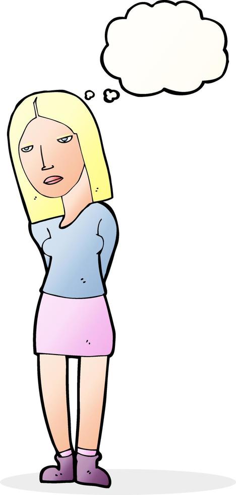 cartoon woman waiting with thought bubble vector