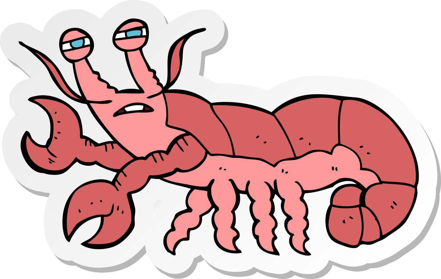 sticker of a cartoon lobster vector
