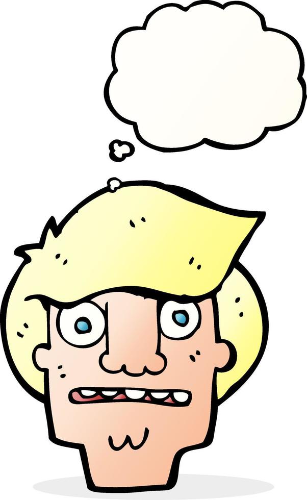 cartoon shocked face with thought bubble vector