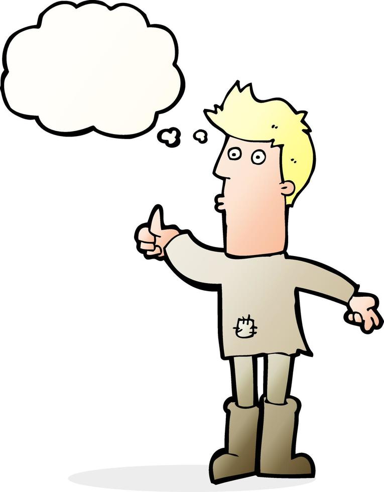 cartoon poor man with thought bubble vector