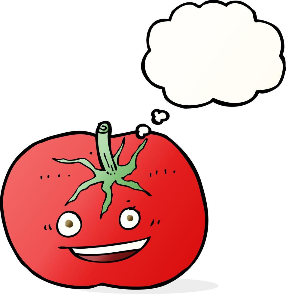 tomate de dibujos animados con burbuja de pensamiento vector