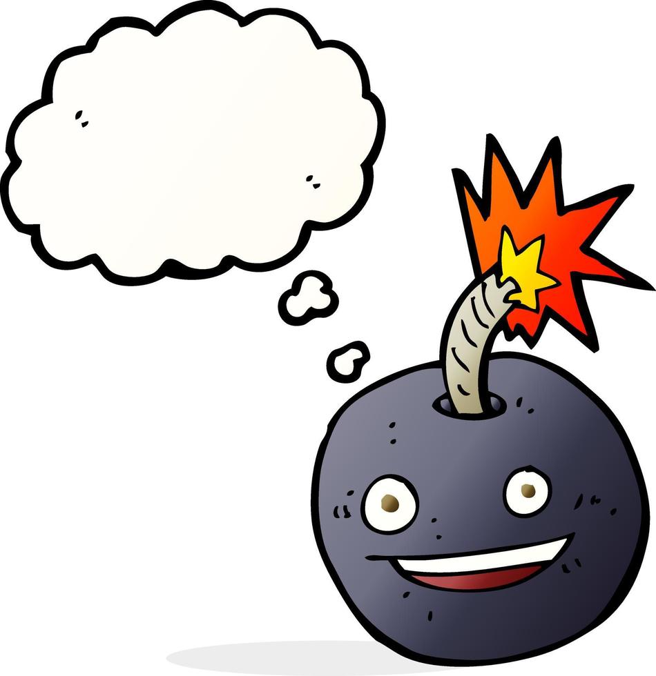 cartoon burning bomb with thought bubble vector