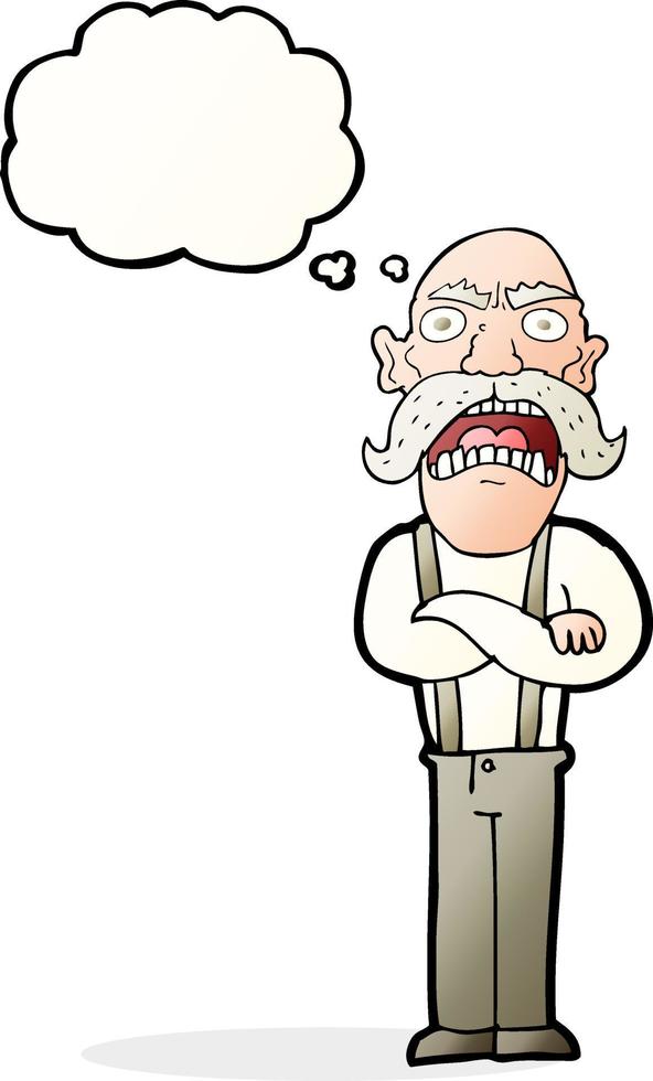 cartoon shocked old man with thought bubble vector