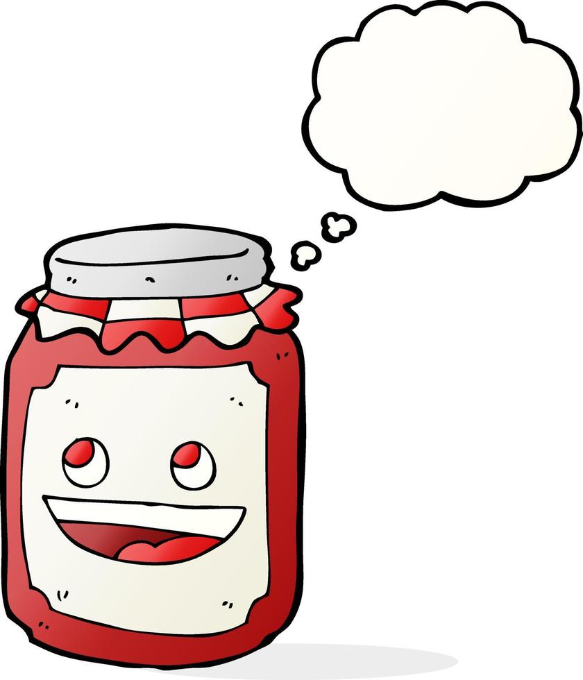 cartoon jar of preserve with thought bubble vector