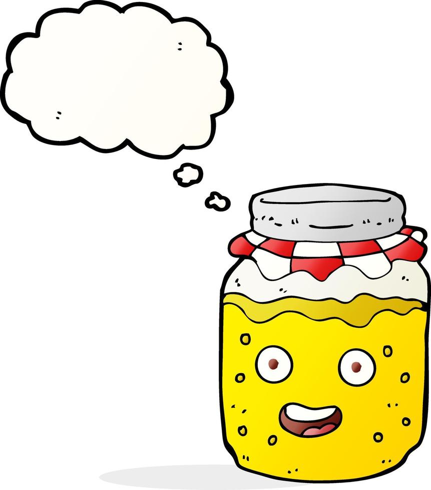 cartoon honey jar with thought bubble vector