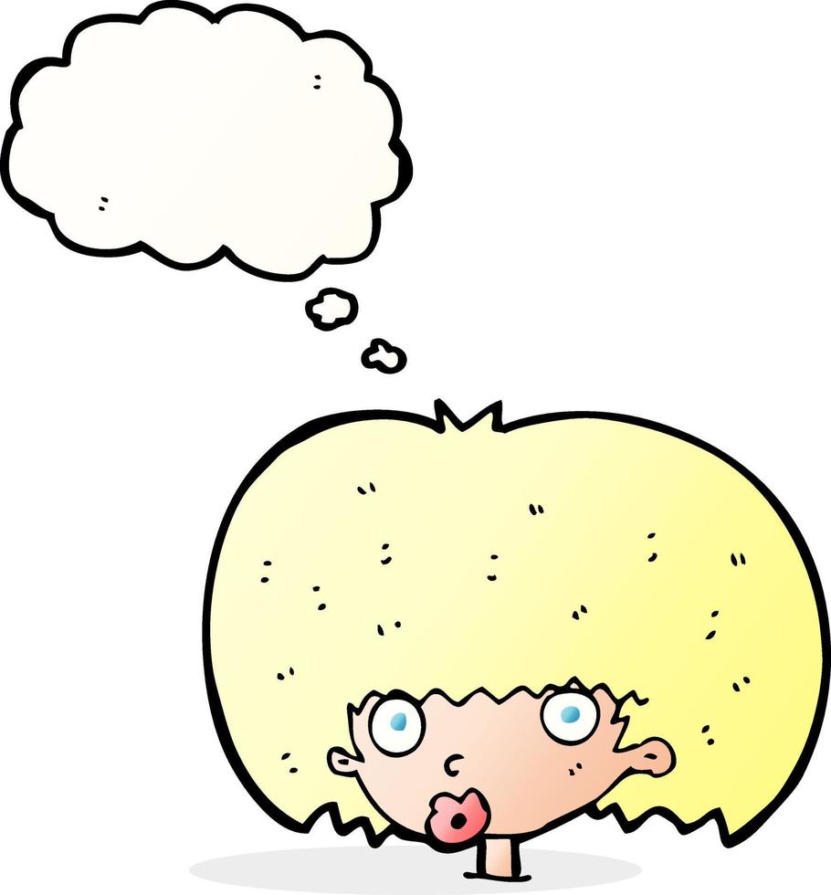 cartoon surprised woman with thought bubble vector