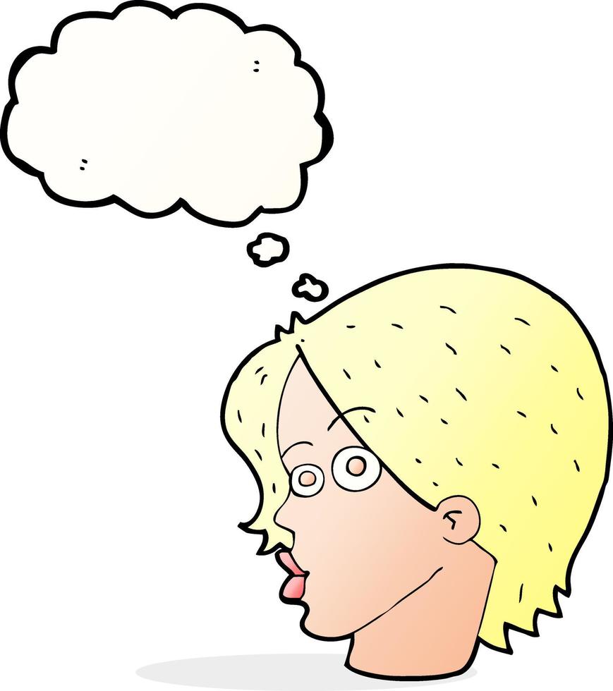 cartoon female face with thought bubble vector