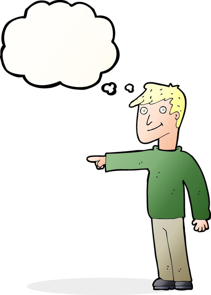 cartoon man pointing with thought bubble vector