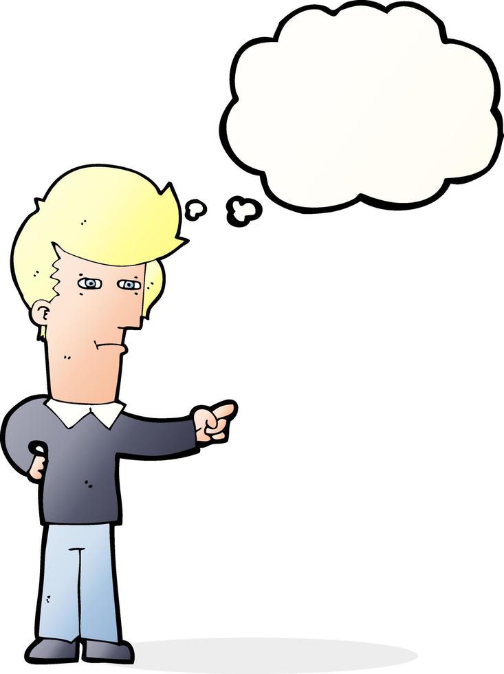 cartoon man pointing with thought bubble vector