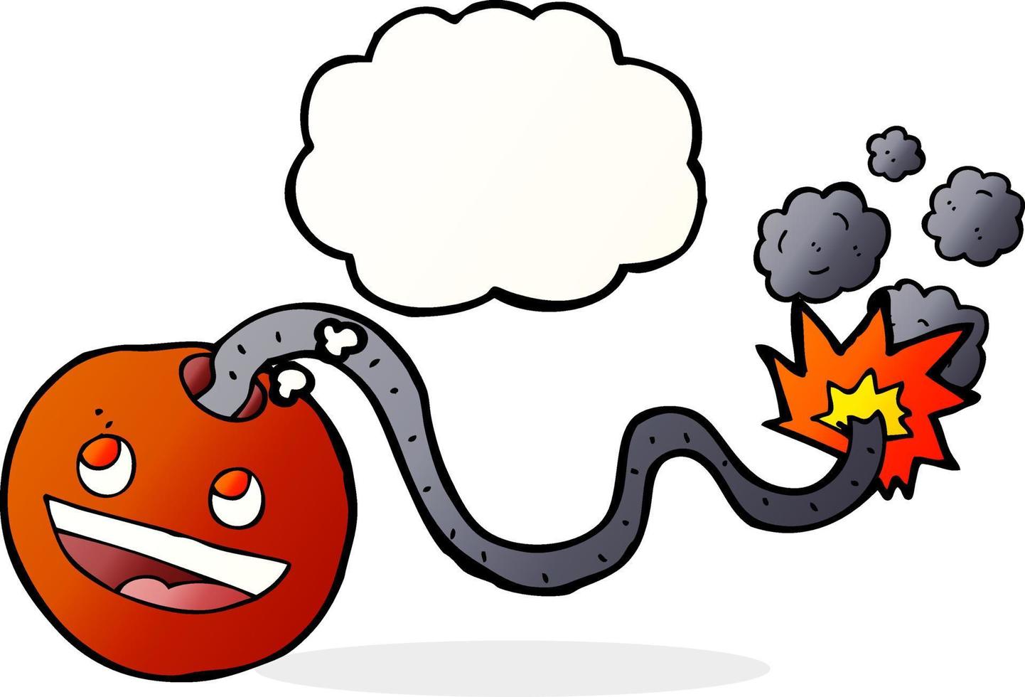 cartoon burning bomb with thought bubble vector