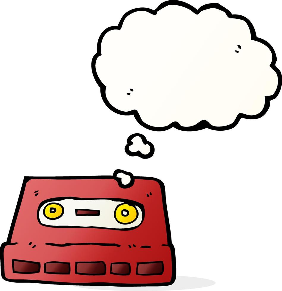 cartoon cassette tape with thought bubble vector