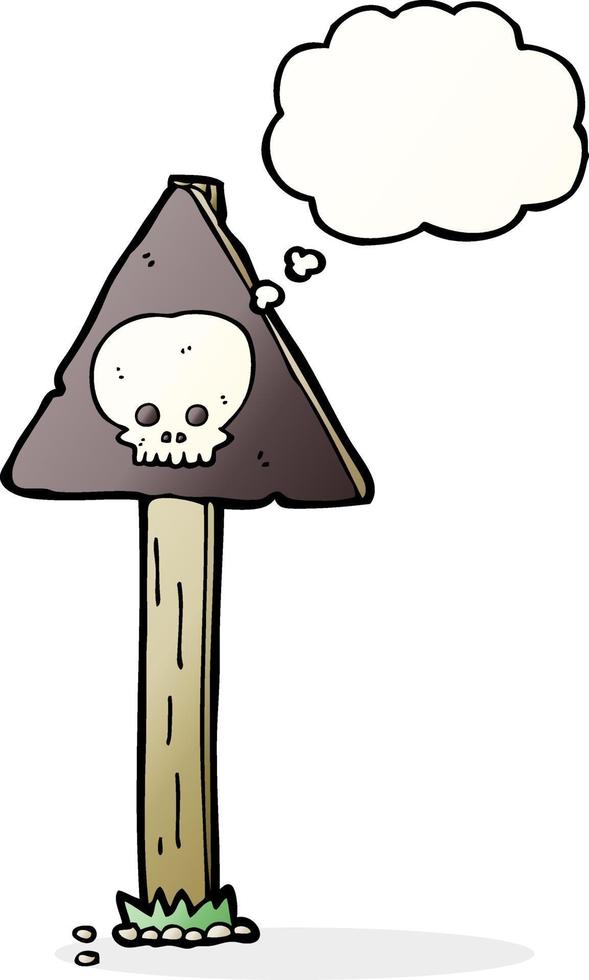 cartoon sign post with thought bubble vector