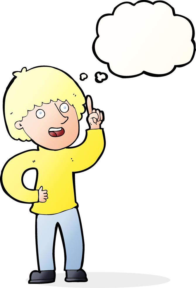 cartoon man with idea with thought bubble vector