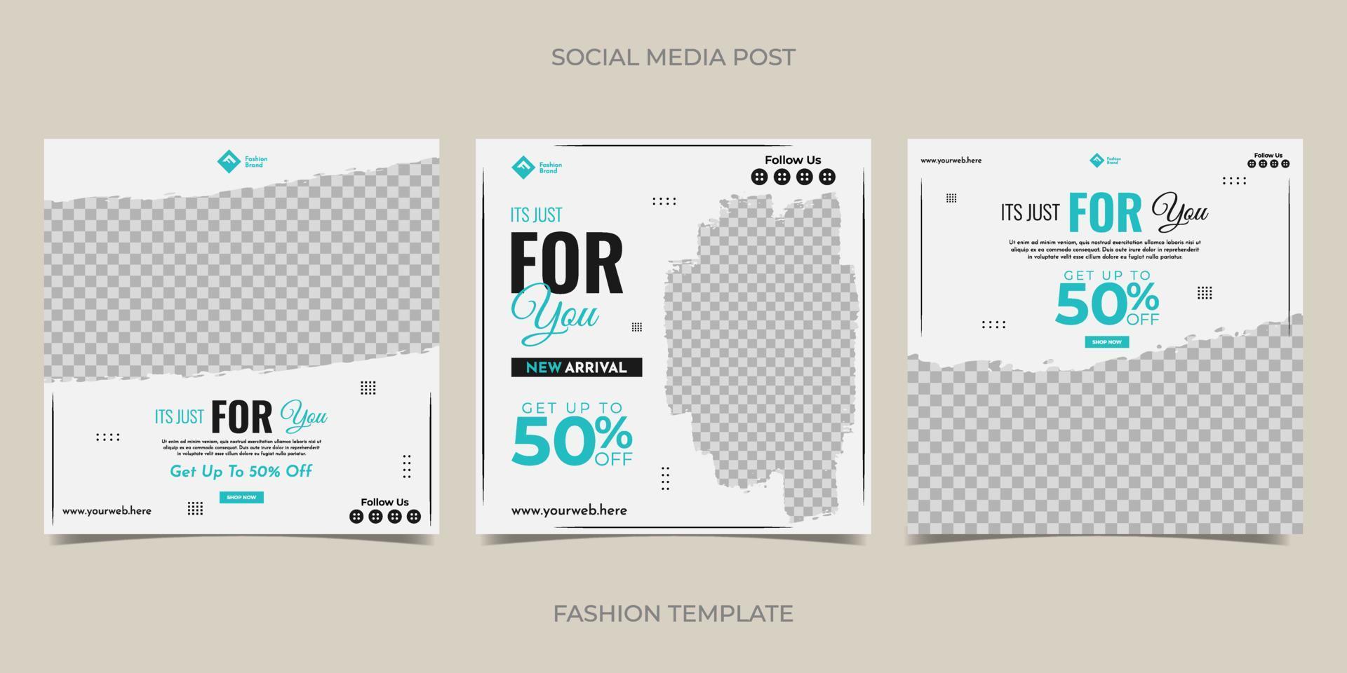 Fashion sale for social media feed template. Suitable for web internet ads, promotion brand, sale promotion, etc. vector