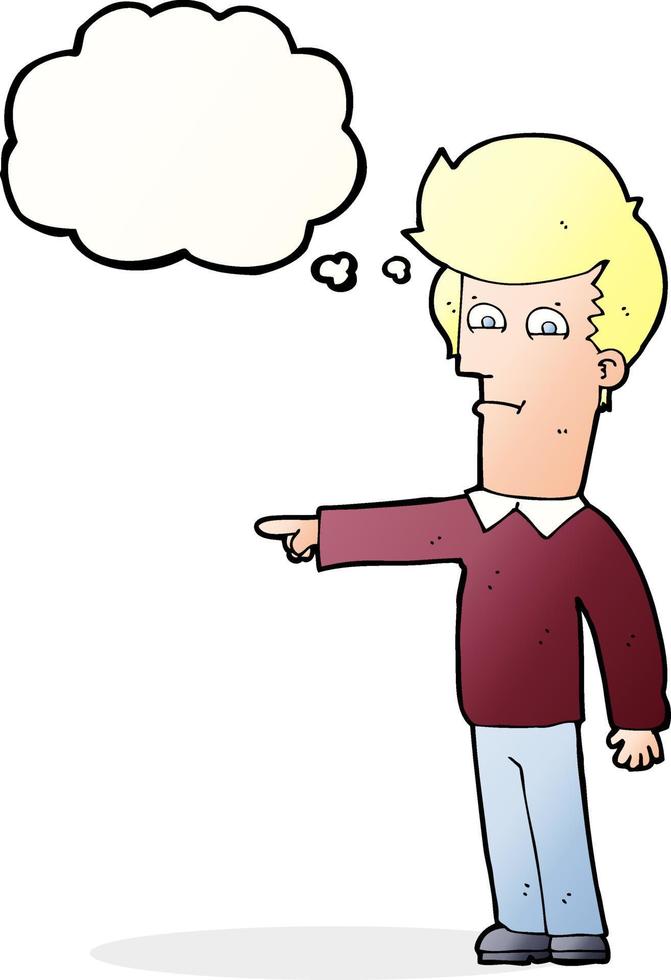 cartoon man pointing with thought bubble vector