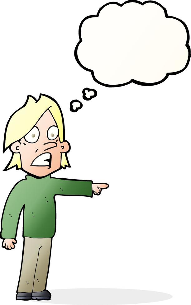 cartoon surprised man with thought bubble vector