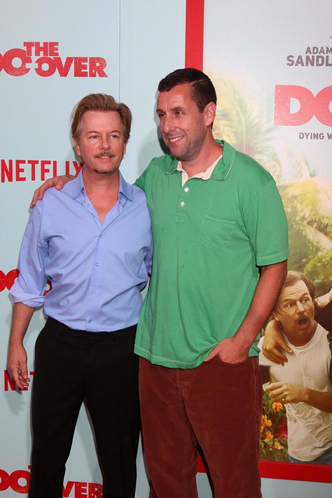 LOS ANGELES, MAY 16 - David Spade, Adam Sandler at the The Do-Over Premiere Screening at the Regal 14 Theaters on May 16, 2016 in Los Angeles, CA photo