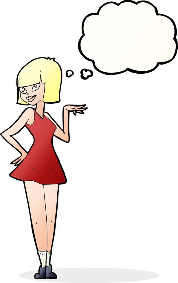 cartoon pretty woman with thought bubble vector