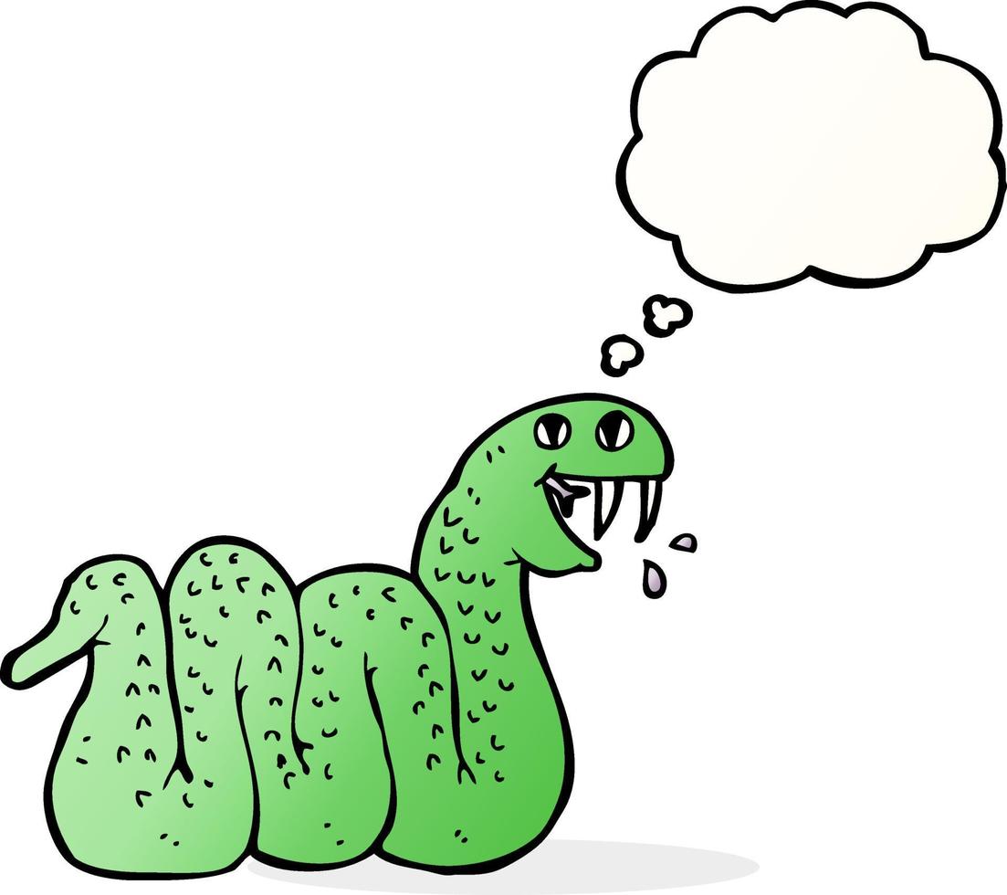 serpiente de dibujos animados con burbuja de pensamiento vector