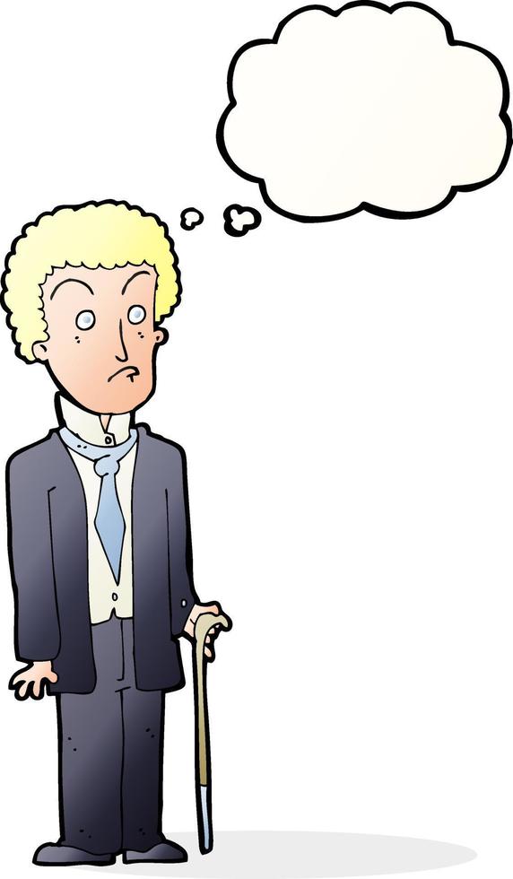 cartoon unhappy gentleman with thought bubble vector