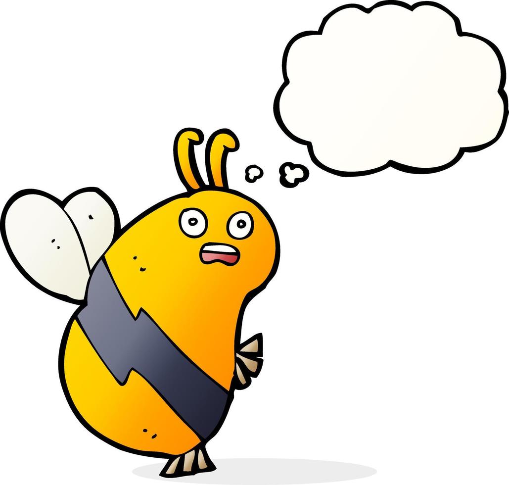 funny cartoon bee with thought bubble vector