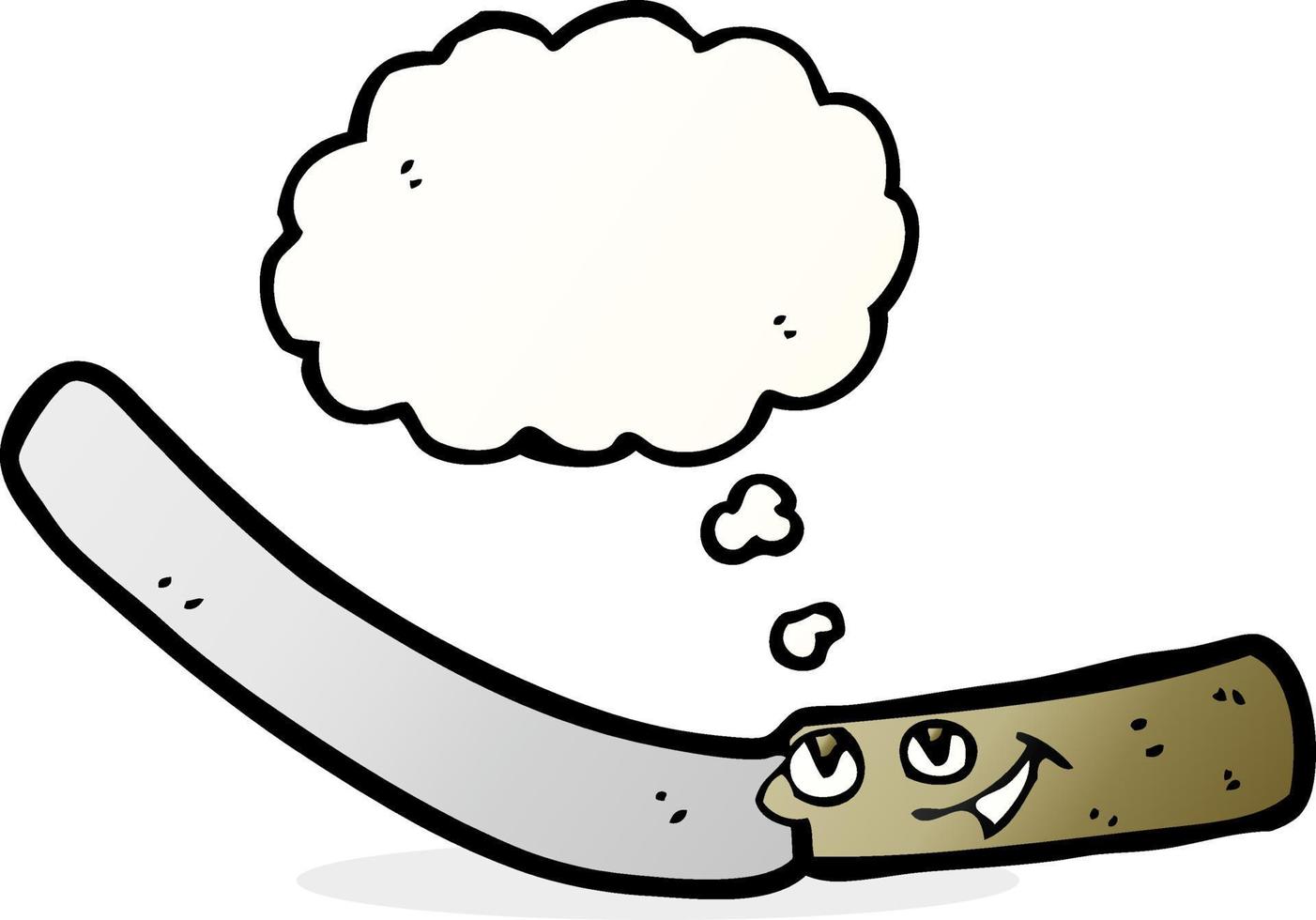 cartoon kitchen knife with thought bubble vector