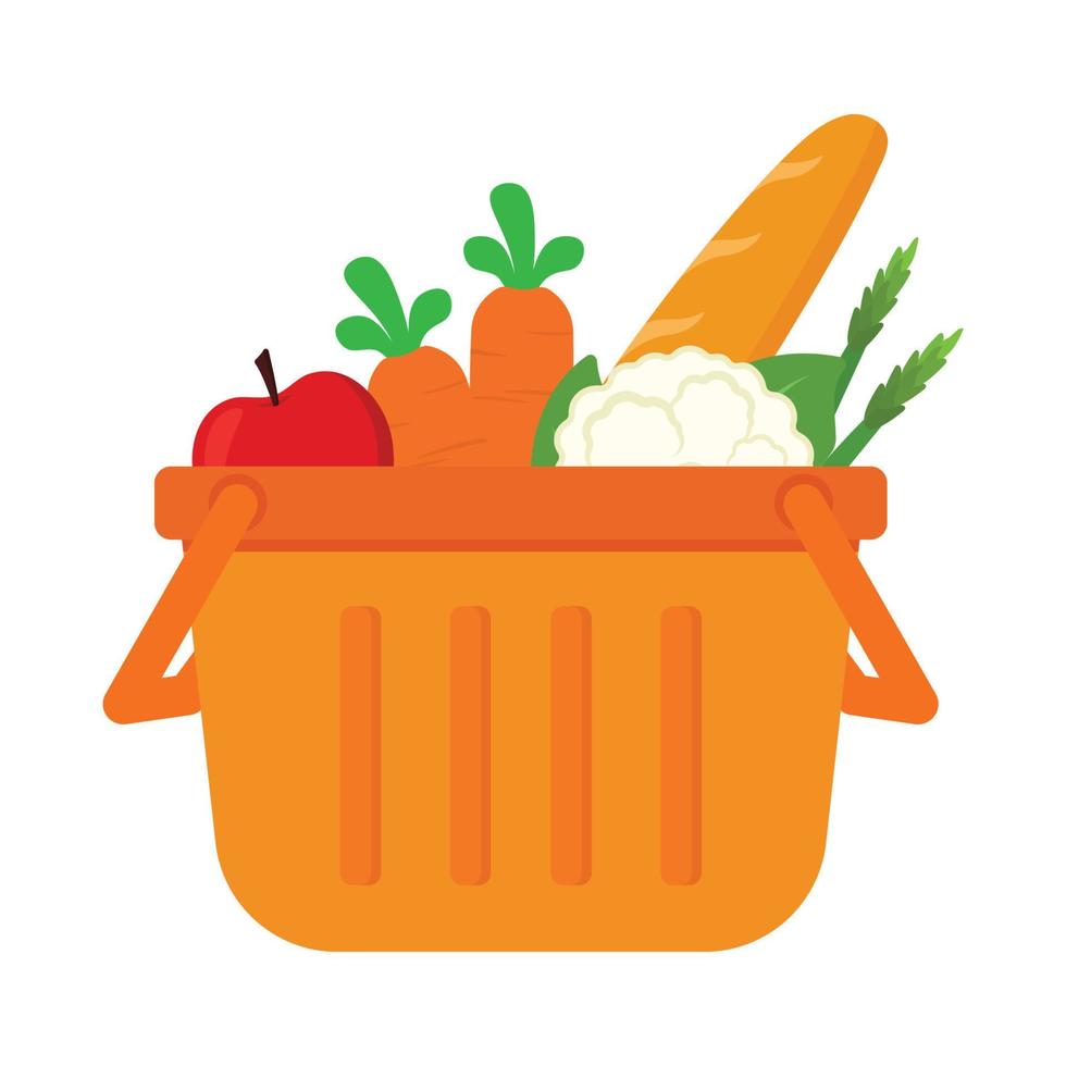 Shopping basket with full of foods vector illustration