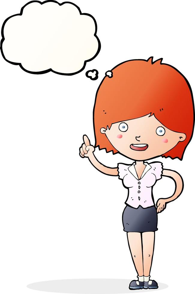 cartoon woman with idea with thought bubble vector