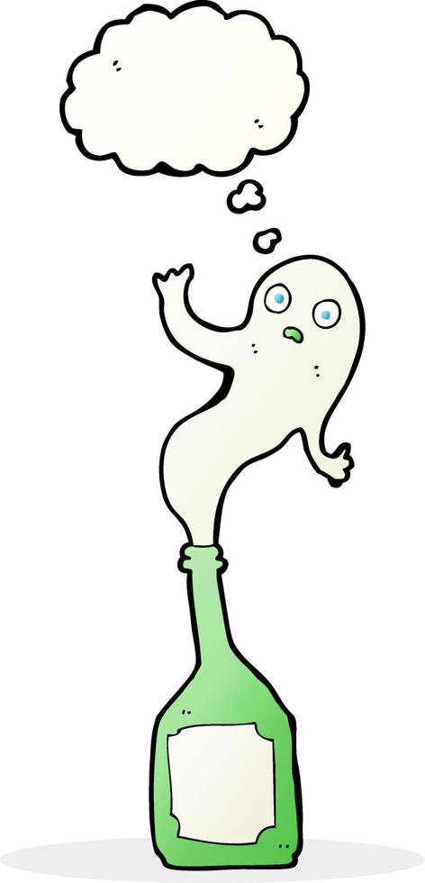 cartoon ghost in bottle with thought bubble vector