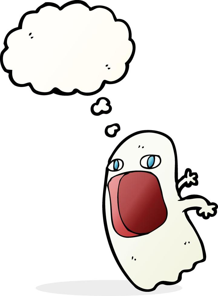 funny cartoon ghost with thought bubble vector