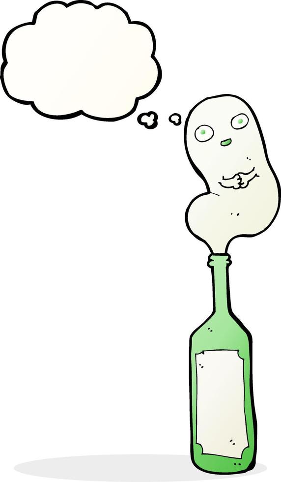 cartoon ghost in bottle with thought bubble vector