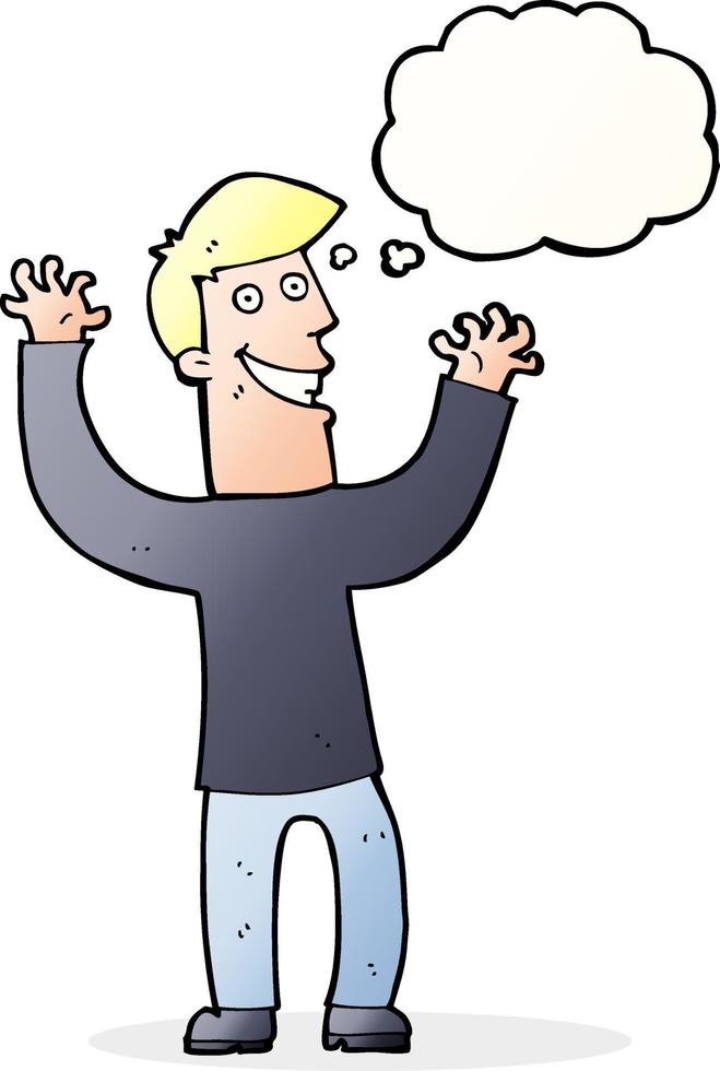 cartoon excited man with thought bubble vector