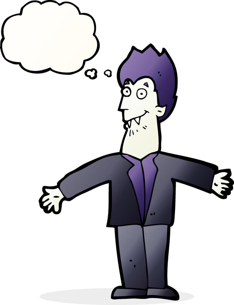 cartoon vampire man with thought bubble vector