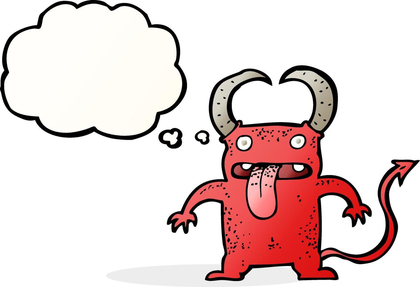 cartoon little devil with thought bubble vector