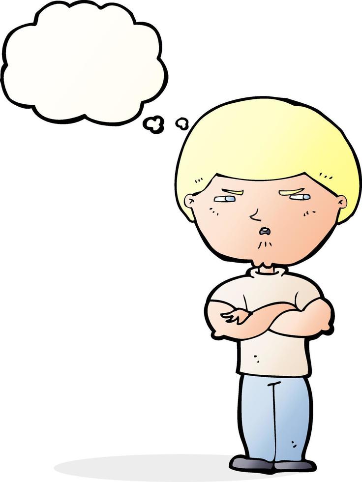 cartoon grumpy man with thought bubble vector
